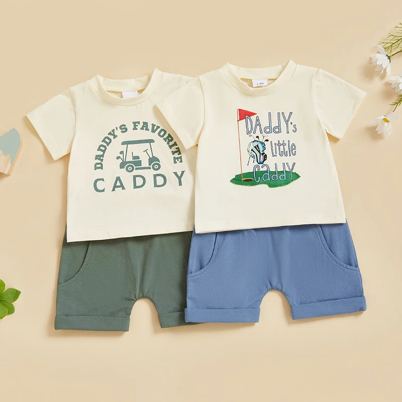 Baby Boy Golf Outfit Set with Letter Print