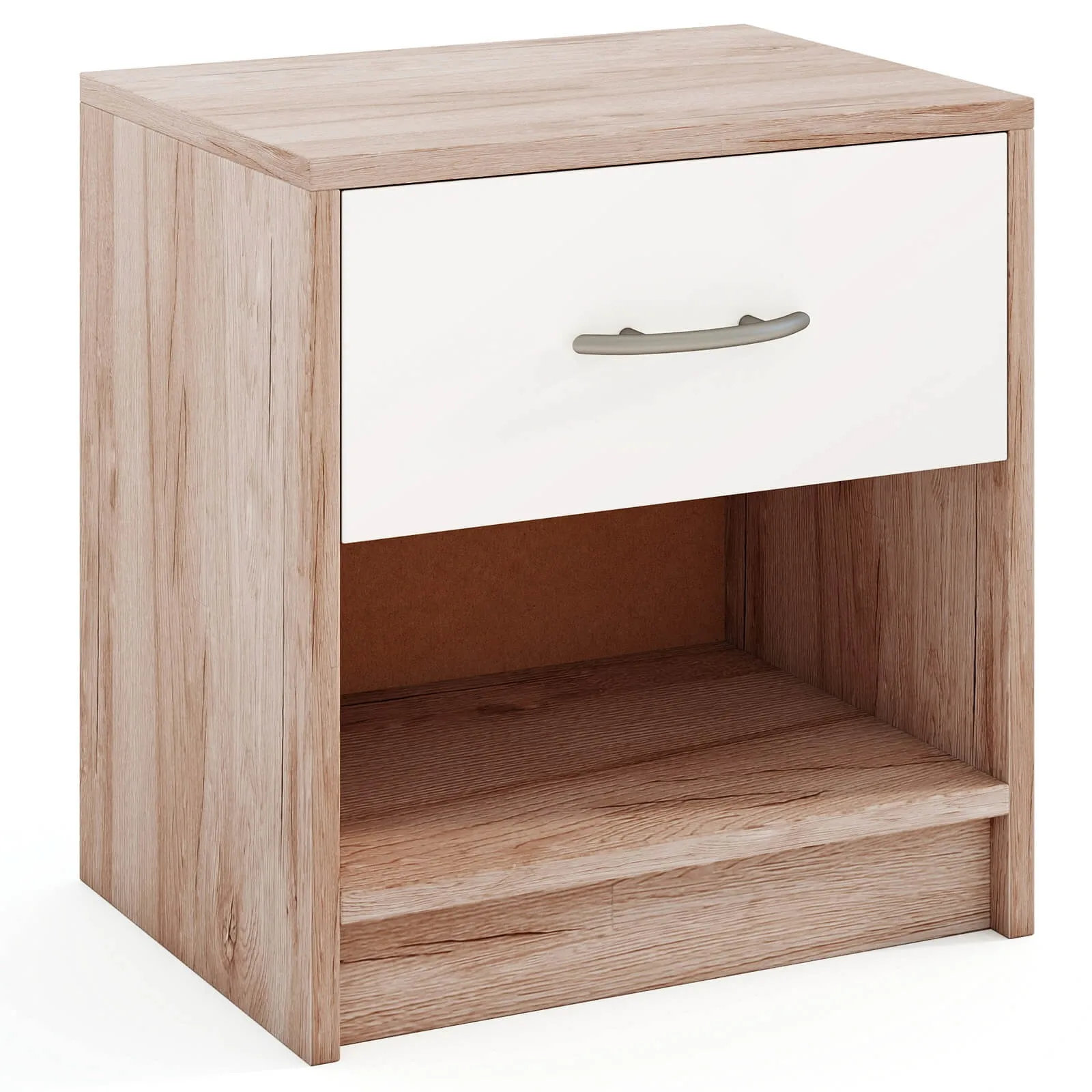

Modern Nightstand Bedside Table with Drawer Open Storage Shelf for Small Spaces