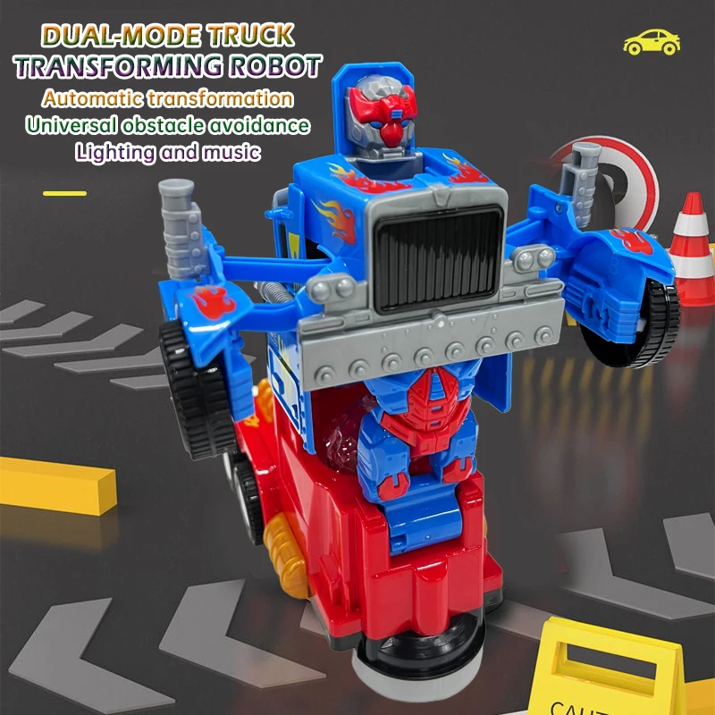 어린이용 만능 보행 장난감 트랙터 변형 로봇, 소리와 빛, 자동 변형, 아기에게 완벽한 선물