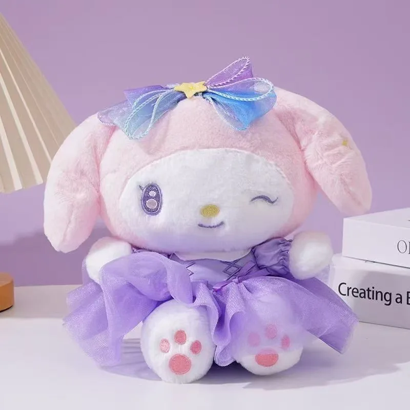 25cm sanrio olá kitty brinquedo de pelúcia bonito anime dos desenhos animados kuromi minha melodia cinnamoroll decoração do quarto boneca de pelúcia presentes do feriado