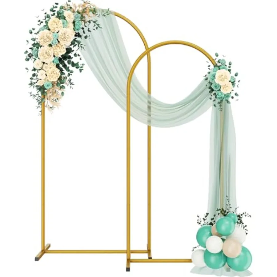 

Metal Arch Backdrop Stand 2 Set 6FT/5FT,Gold Wedding Arch Frame, Balloon Arch Stand for Wedding, Baby Shower, Birthday, Ceremon