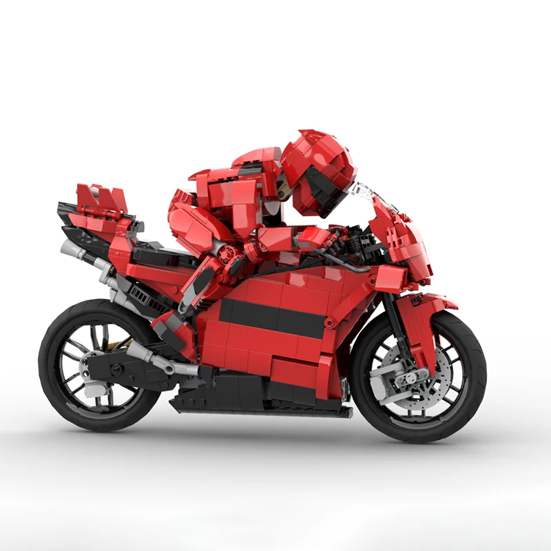 384 قطعة MOC دراجة نارية متسابق 1 8 النموذج الفني بناء لعبة كتل البناء تجميع هدايا عيد الميلاد لتقوم بها بنفسك فكرة عيد ميلاد #4