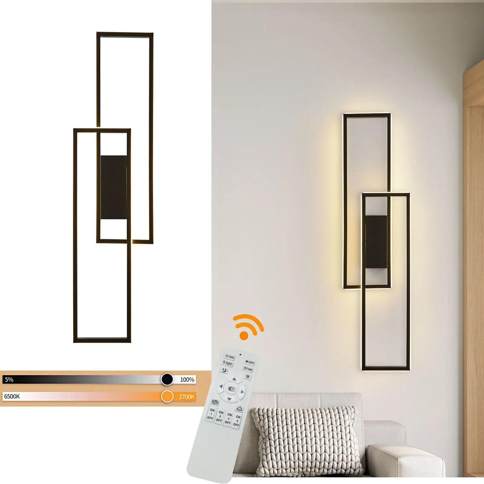 LOYALHEARTD LED Wall Lamp Dimmable Modern Acrylic Metal Bedroom Living Room Wall Fixture Remote Control