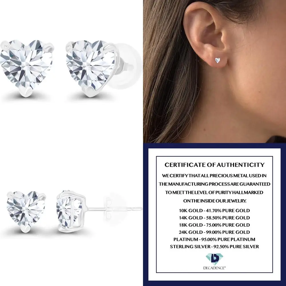 

14K Gold 6mm Heart Birthstone Stud Earrings for Women - Hypoallergenic Natural or Created Gemstone Studs, Ideal Gift for Special