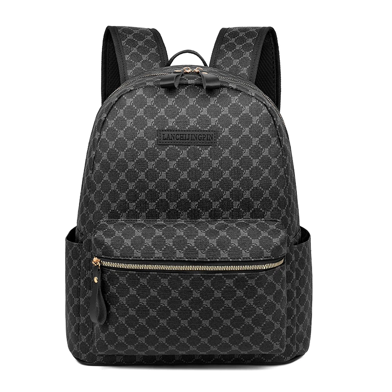 Mochilas de lujo a la moda para hombre, bolso de ordenador de gran capacidad de alta calidad, bolso de hombro de PU impermeable, bolso escolar de estilo Vintage
