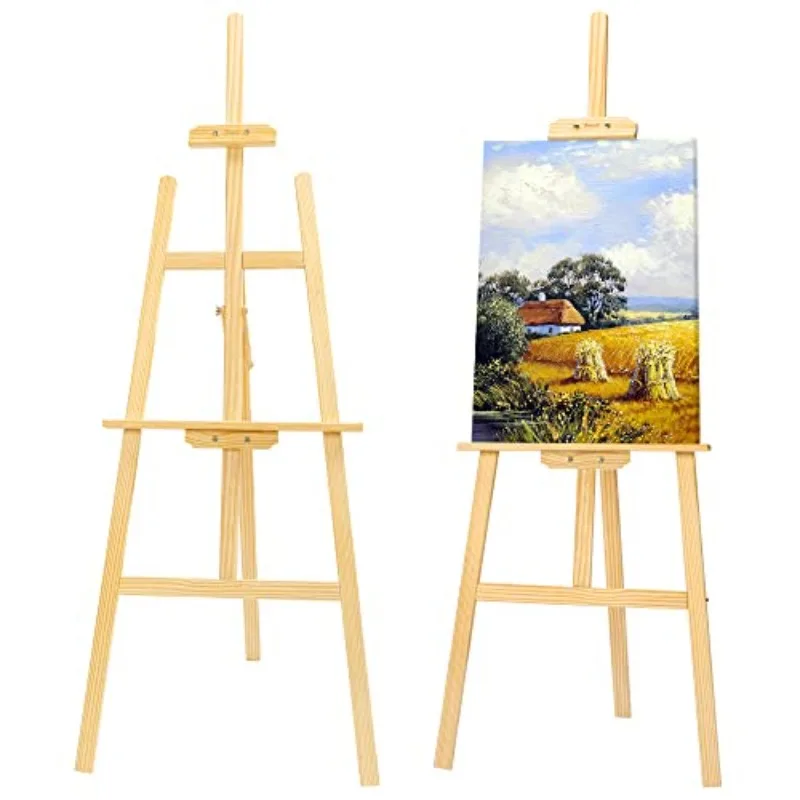 2 PCS Wooden Easel, Adjustable Easel, Ideal for Canvas Wedding Signs, Supports Up To 48 Inches, Suitable for Adult Artists,