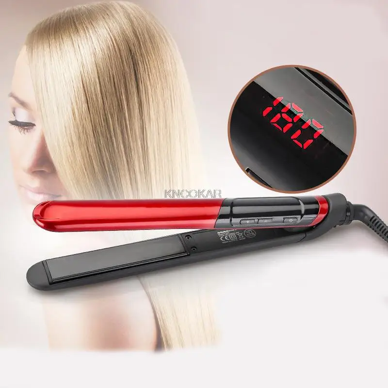 

LCD Display 2-in-1 ceramic coating Hair straightener comb hair Curler beauty care Iron healthy beauty