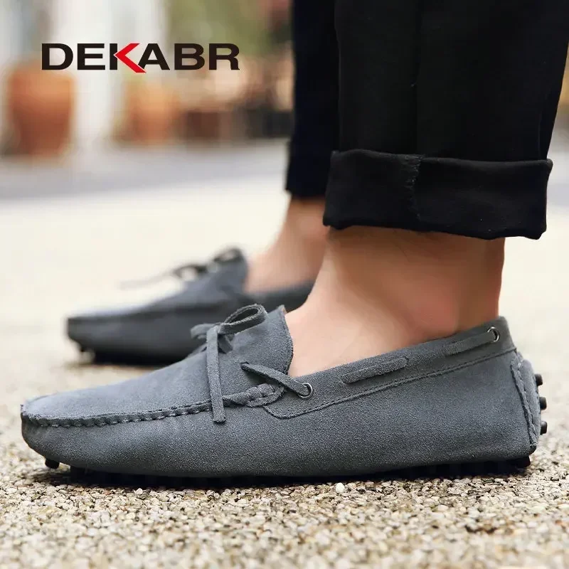 DEKABR Plus Size 35~49 Men\'s Casual Shoes Genuine Leather Flats Driving Loafers Footwear Soft Moccasins For Men Zapatos Hombre