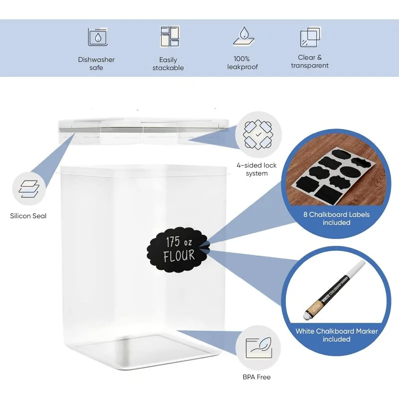 Extra Large Tall Food Storage ContainersRice - Airtight Kitchen & Pantry Bulk Food Storage