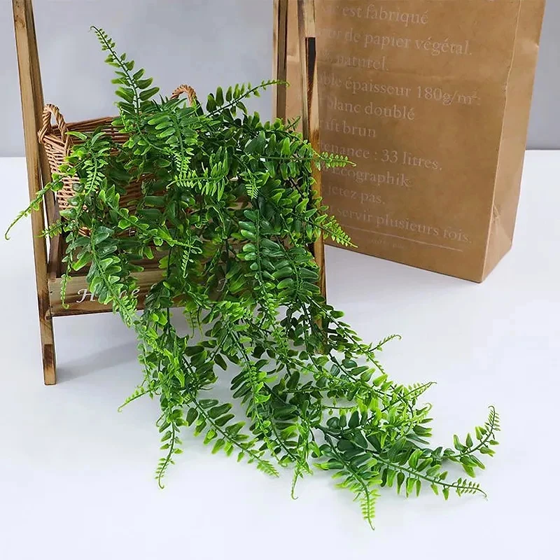 

8pcs Persian fern Leaves Vines Home Room Decor Hanging Artificial Plant Plastic Leaf Grass Wedding Party Wall Balcony Decoration