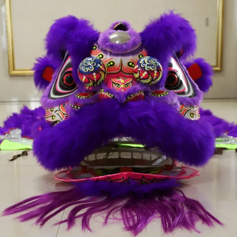 Purple Lion Dance Props Buddha Costume Lion Hand Woven Wool Two Person Stage Performance Costumes