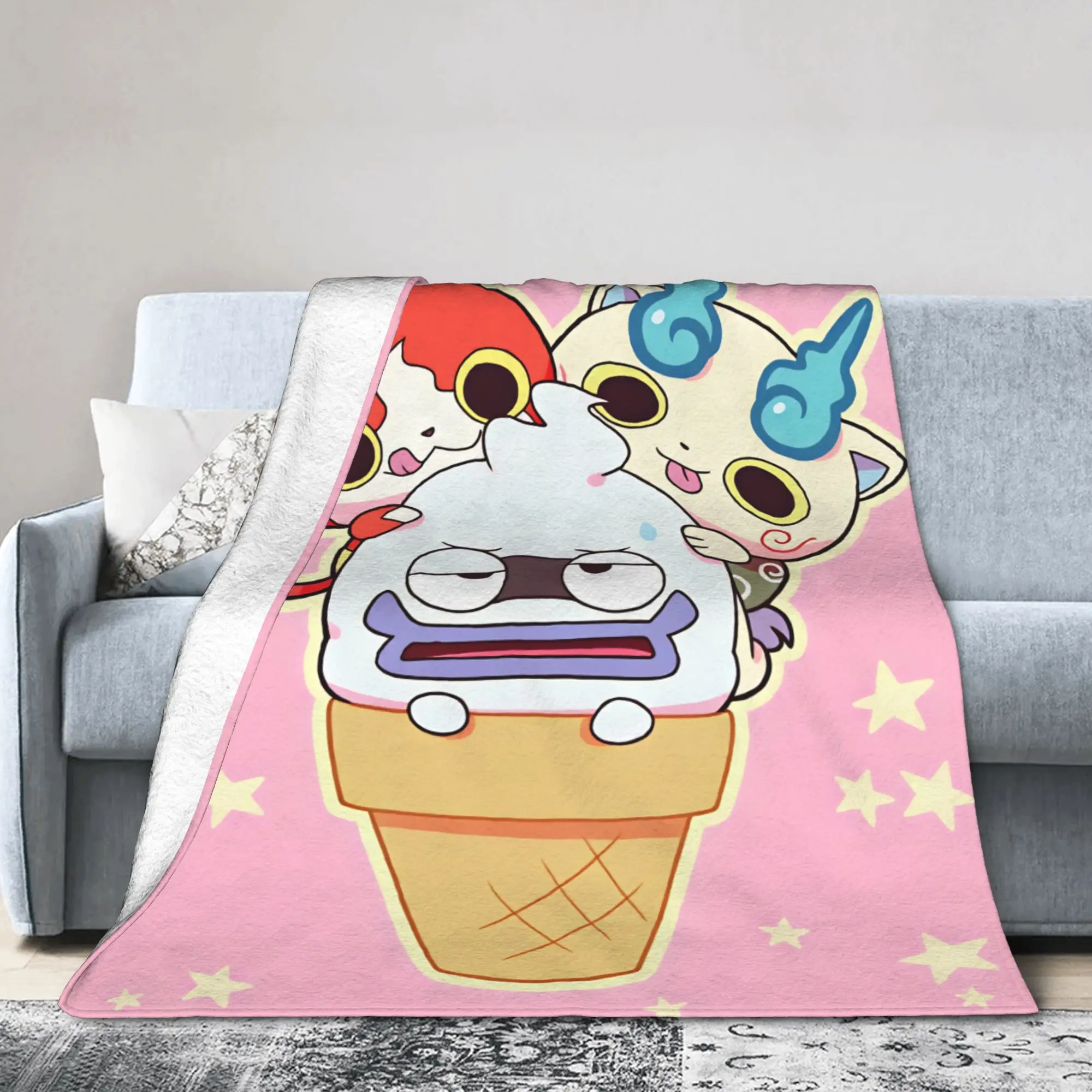 Super Warm BlanketGirls Boys Airplane Travel Yokai Watchs  Throw Blanket  Flannel Bedspread For Home Decor  Sofa Bed Cover