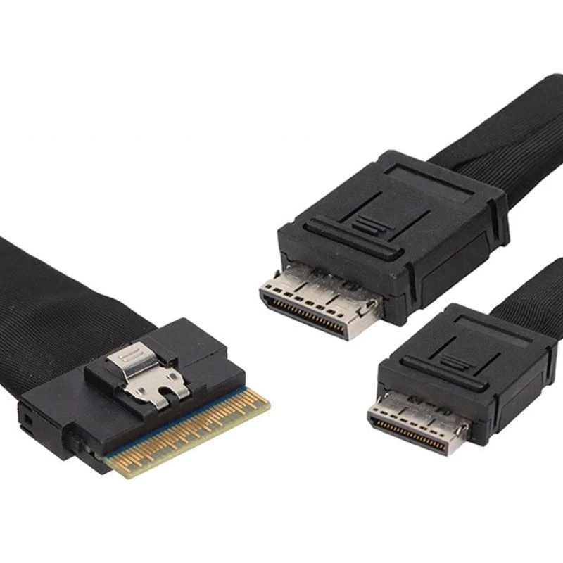 B03F SlimSAS 8X to 2x OCulink 4X, SFF-8654 8i to SFF-8611 4X 4ix2 Converters Cable 50cm 19.7in