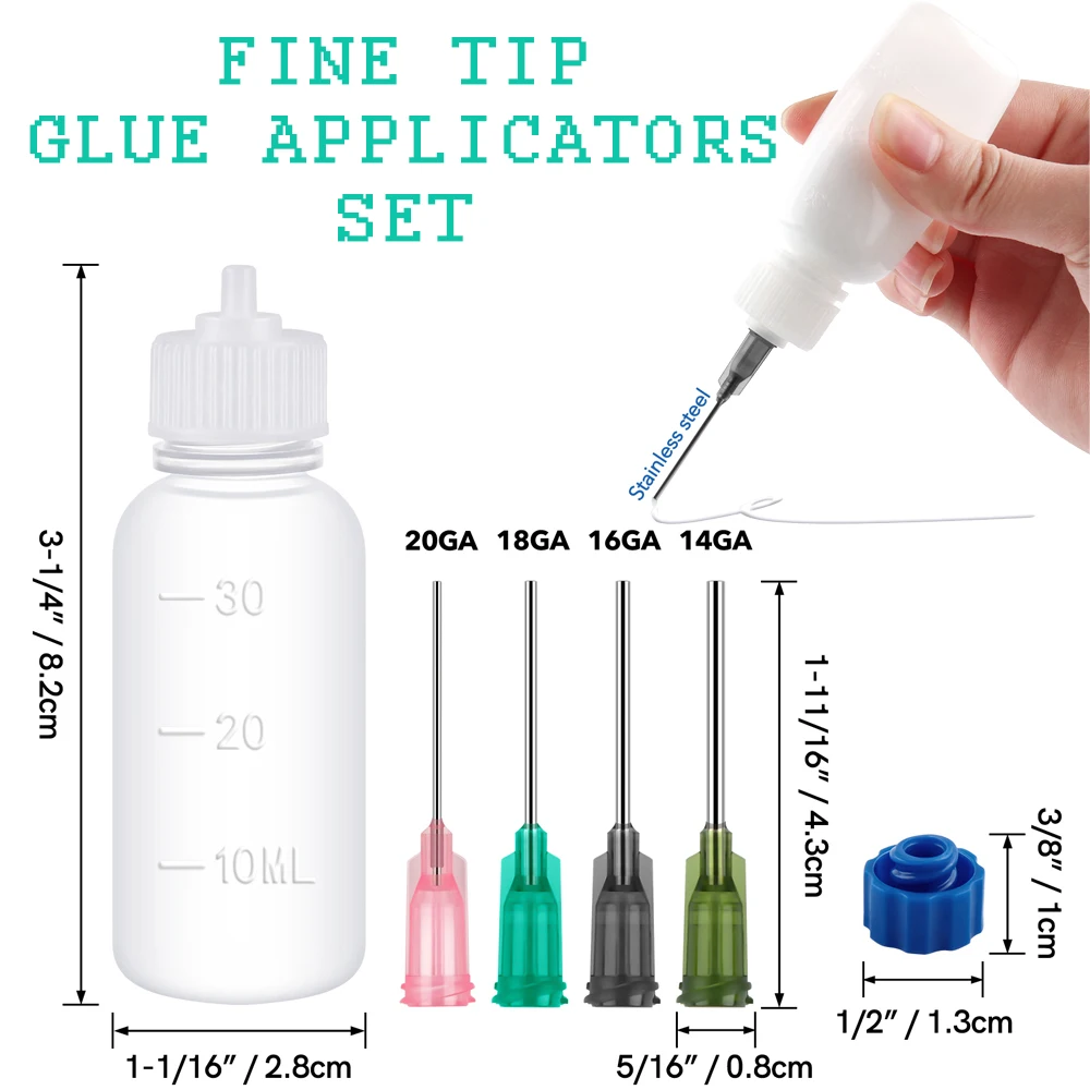 

Plastic Squeezable Dropper Bottles with Needle Tips 30ml Fine Tip Glue Applicators Set For Paint Stains Oils Ink Use Crafts Tool