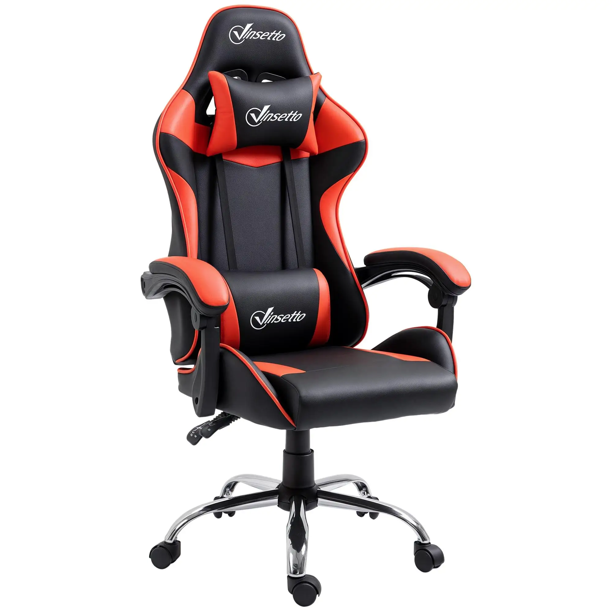 Chaise de jeu rouge avec hauteur réglable, 135 °   Fonction d'inclinaison et coussin lombaire