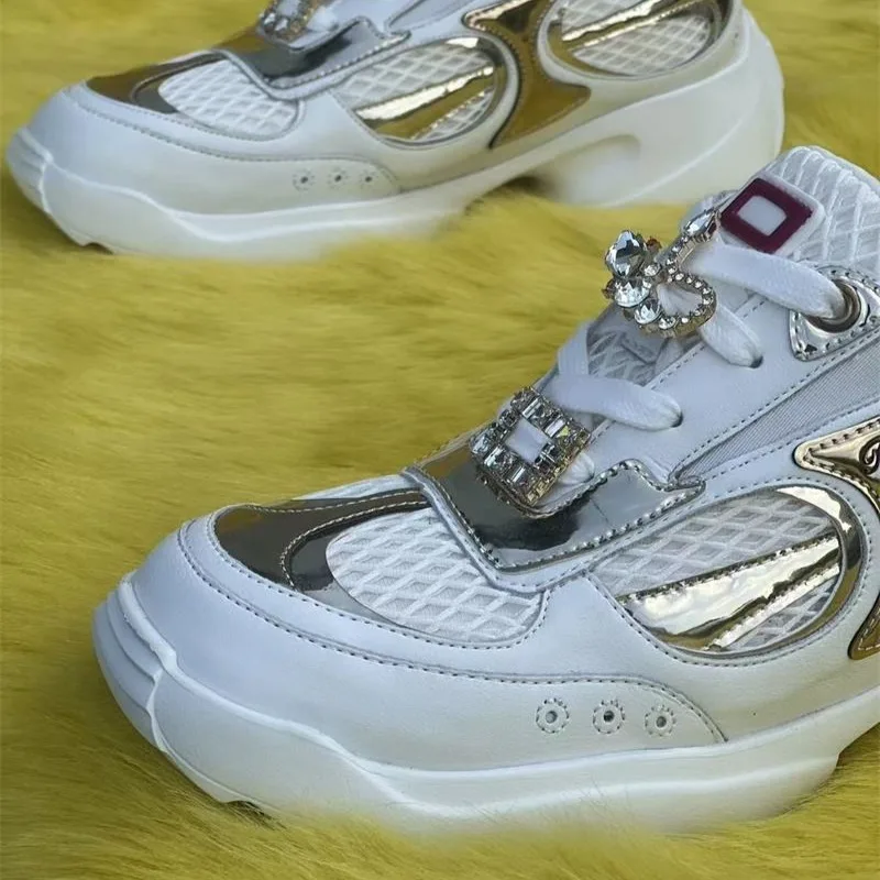 Fashion Designer Women's Shoes New Luxury Rhinestone Casual Shoes for Woman Comfort Air Mesh Chunky Sneakers Zapatillas De Mujer view 5