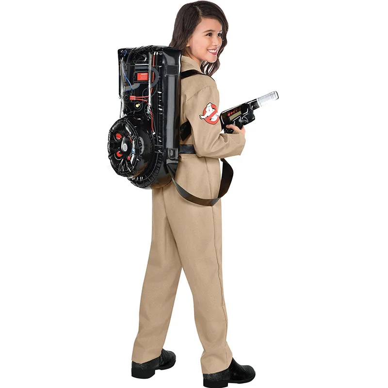 Halloween Children Father Ghostbusters Costumes Themed Cosplay Halloween Uniform Jumpsuit with Bag Ideal for Adults and Kids