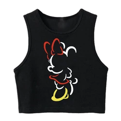 Disney Mickey Minnie Mouse Crop Top T-shirt Women Tank Top Vest T Shirt Female Tshirt Clothes Kawaii Cropped Tshirt
