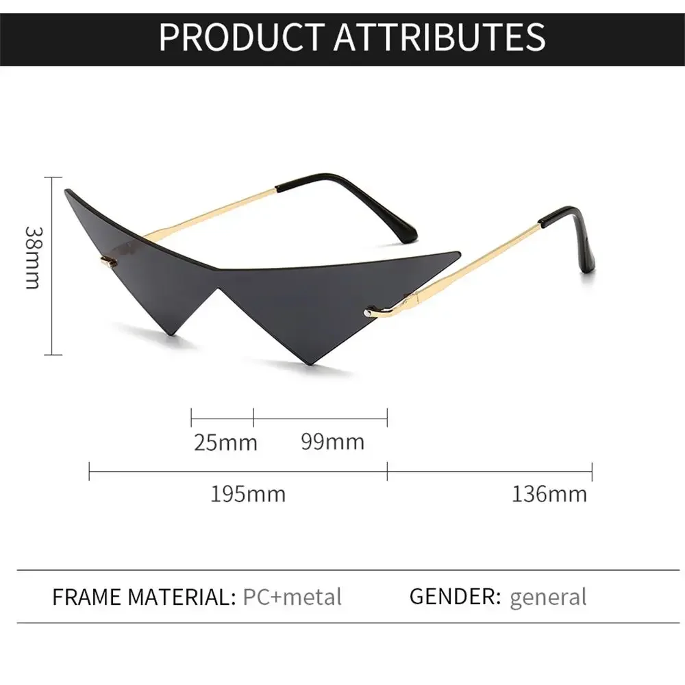 Simply Colorful Triangle Sunglasses Rimless Eyewear One Piece Clear Vintage Fashion Ocean Lens Sun Glasses Sunglasses