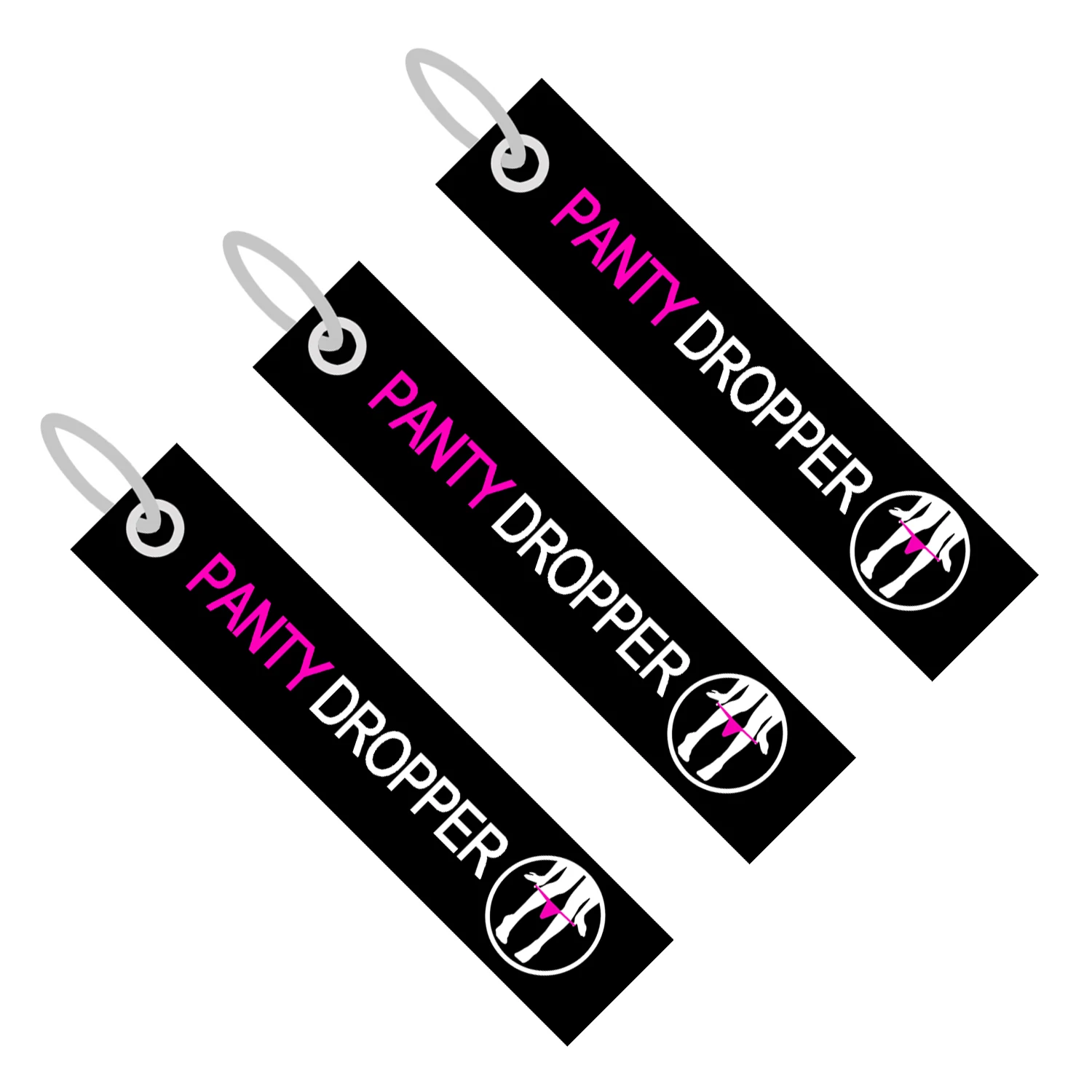3PCS Jewelry Both Sides Embroidery Panty Dropper Memorial Key Tags Keychain Rectangle Keyring  Aviation Gifts Wholesale