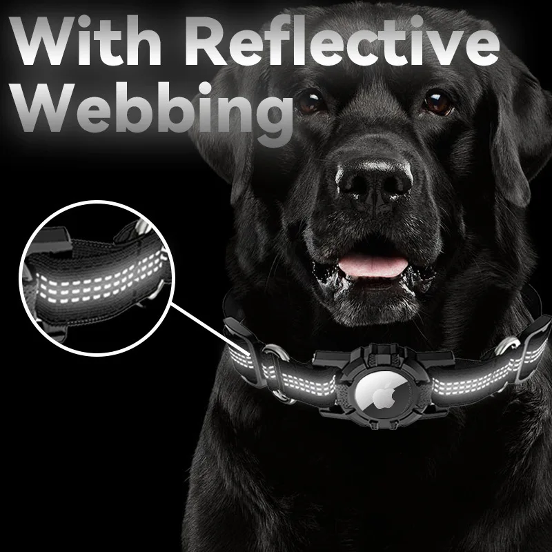 Pet Collar Waterproof Reflective GPS Dog  Adjustable Anti-lost Small Medium Large Dogs Collar Protective Collar for Airtag