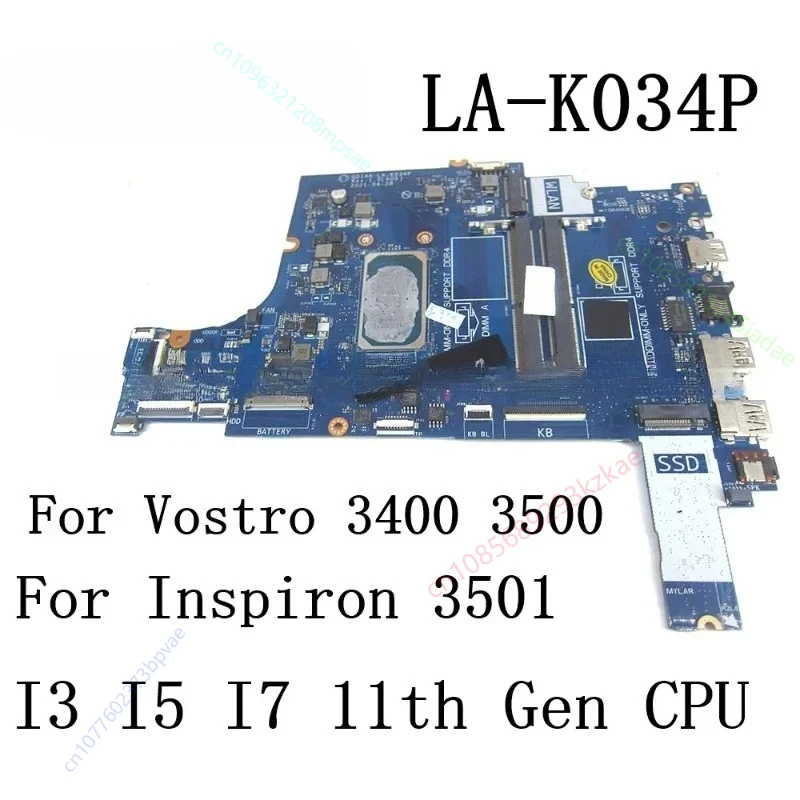 GDI4A LA-K034P For Dell Vostro 3400 3500 Inspiron 3501 Laptop Motherboard with I3 I5 I7 11th Gen CPU mainboard work perfect