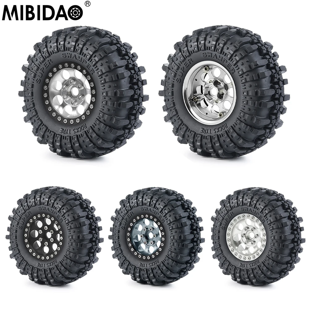 

MIBIDAO 4 шт. 1,9 Beadlock металлические колесные обода шины для 1/10 TRX4 Axial SCX10 90026 90046 D90 D110 RC Гусеничный автомобиль запчасти