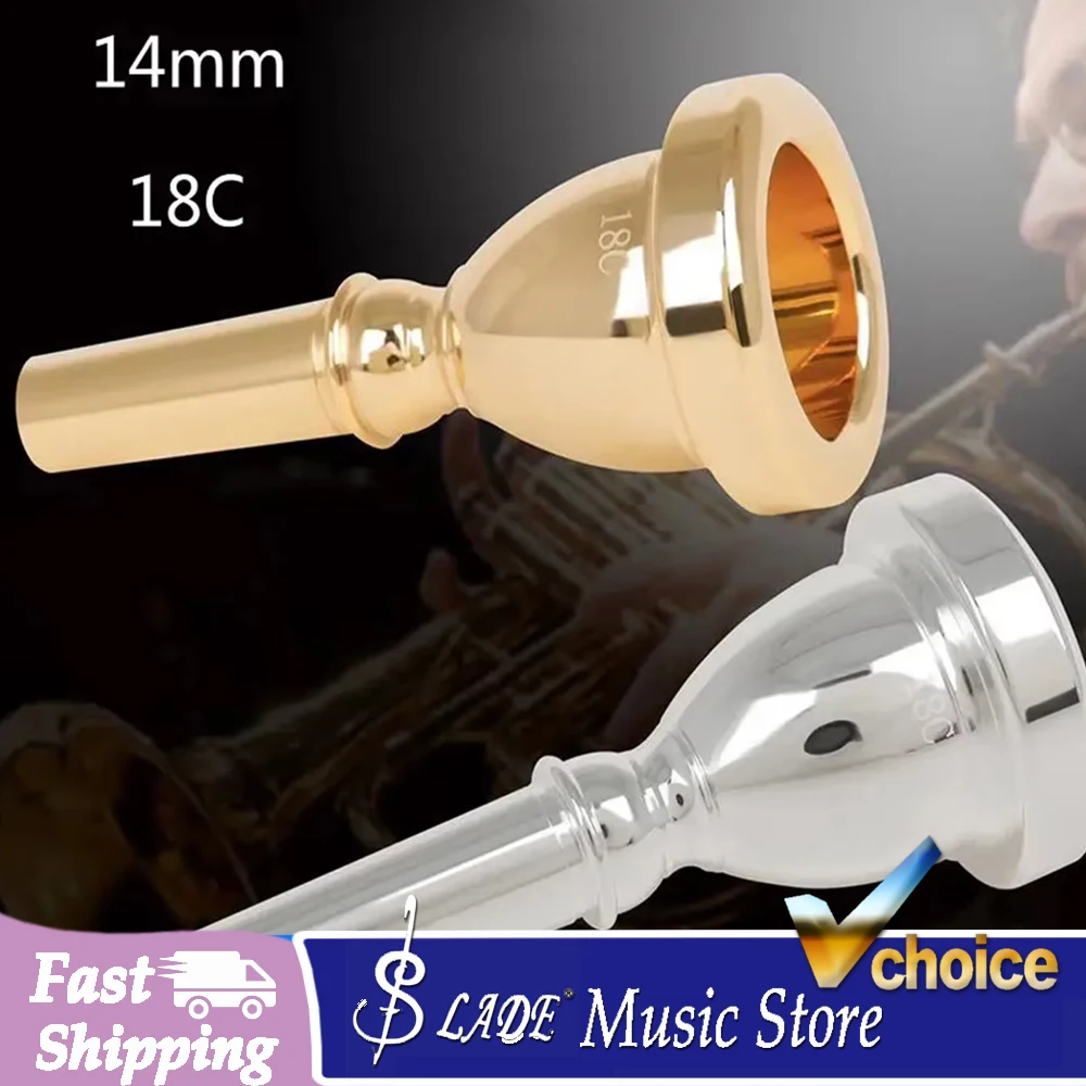 14mm Tuba Mundstück Euphonium Großer Mund Halten Kupferlegierung Material Silber Gold Mundstück Blechblasinstrument Zubehör
