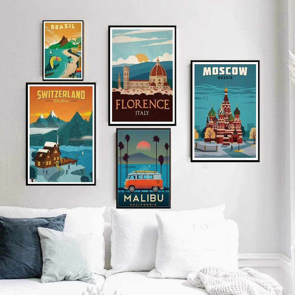 City Landscape New York Netherlands Amsterdam London Travel Posters Canvas Painting Poster and Prints Art for Living Room Decor