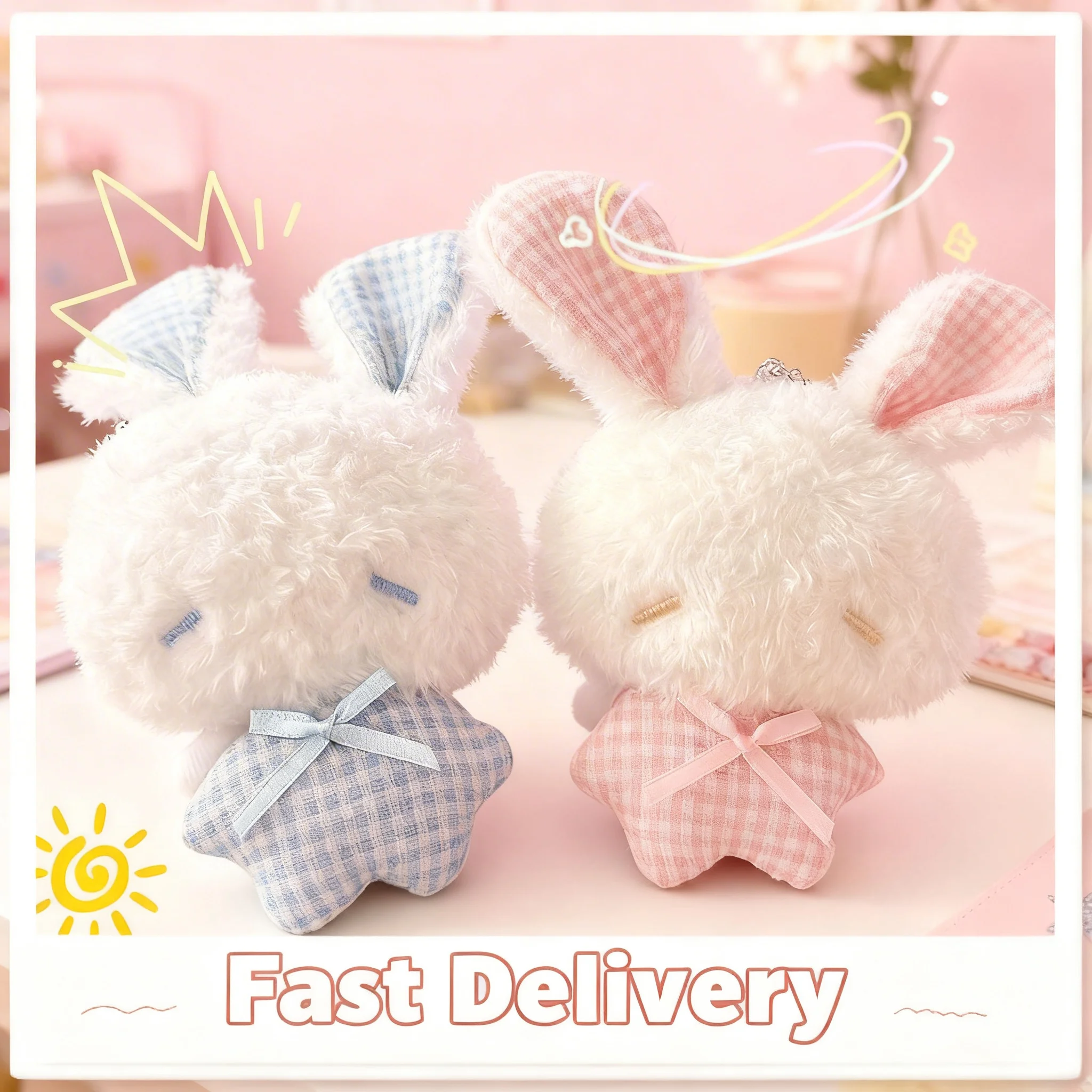 

1/2Pcs Mini Angel Bunny Plush Keychain Cute Soft Rabbit Stuffed Toy Hanging Pendant Kawaii Gift for Girls Boys Gay Les Trans