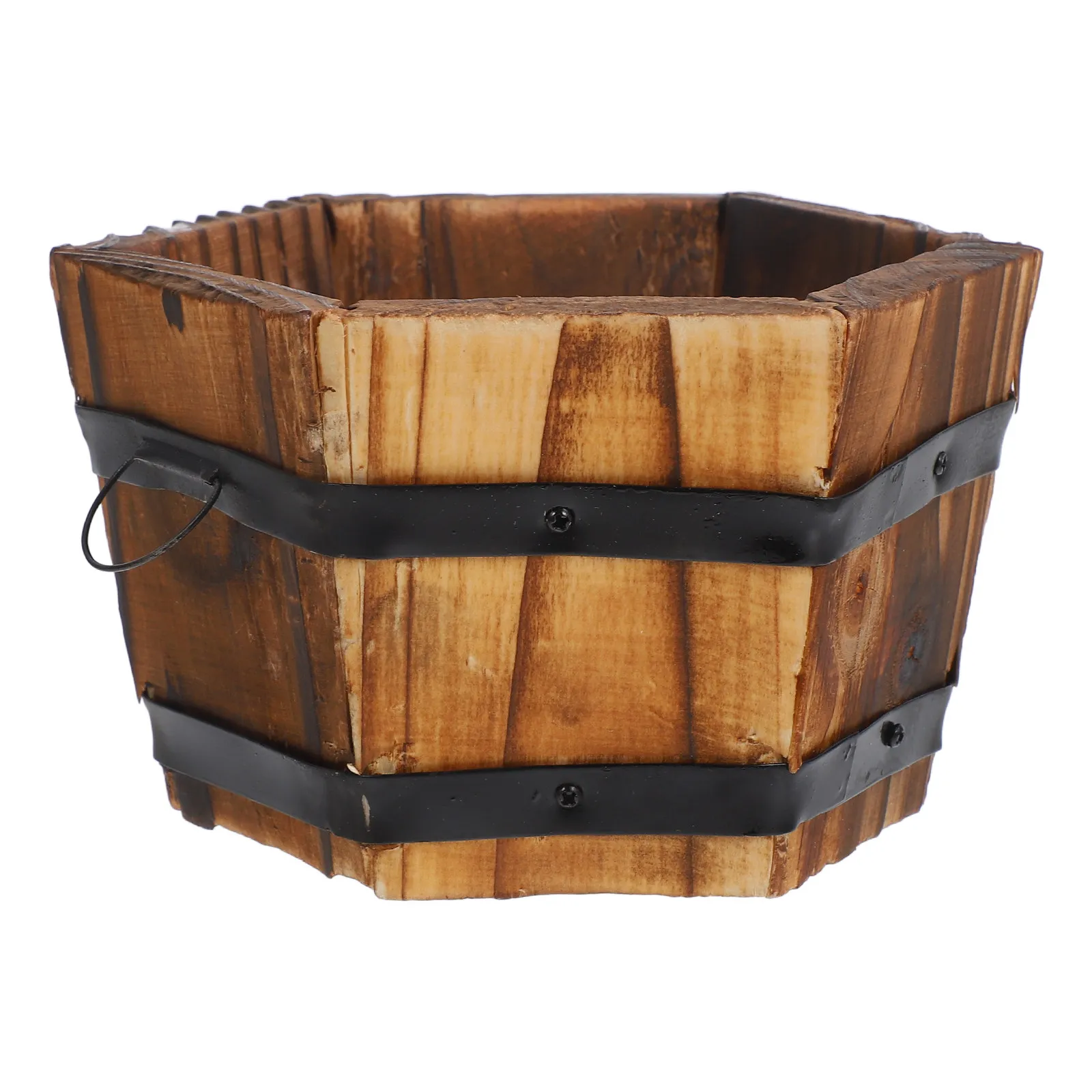 Rustic Wooden Barrel Flower Pot Small Solid Wood Flower Box Succulent Planter Balcony Garden Home Decor Natural Breathable