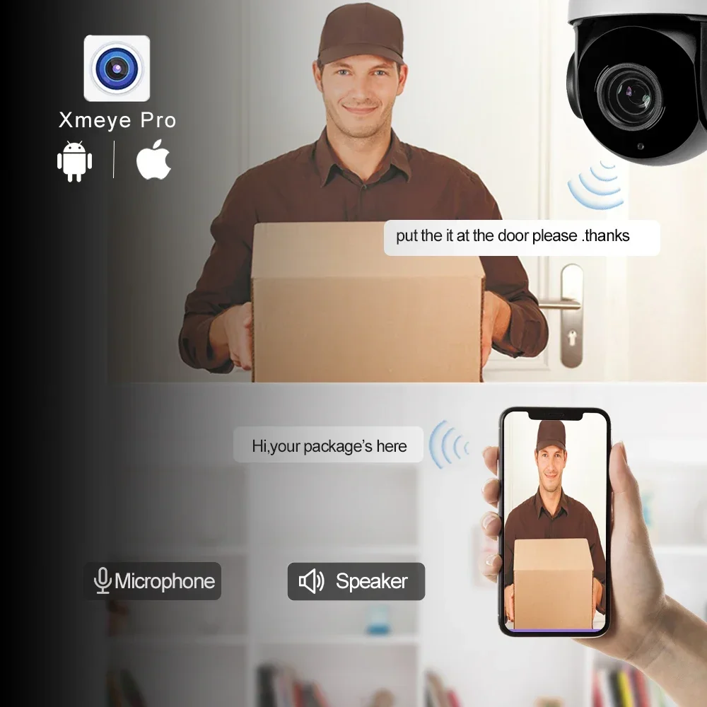 UHD 4K 8MP Security IP Camera PTZ Dome POE 48V 36X 30X Auto Zoom Outdoor Two Way Audio Humanoid Tracking IR 200M With SD Card