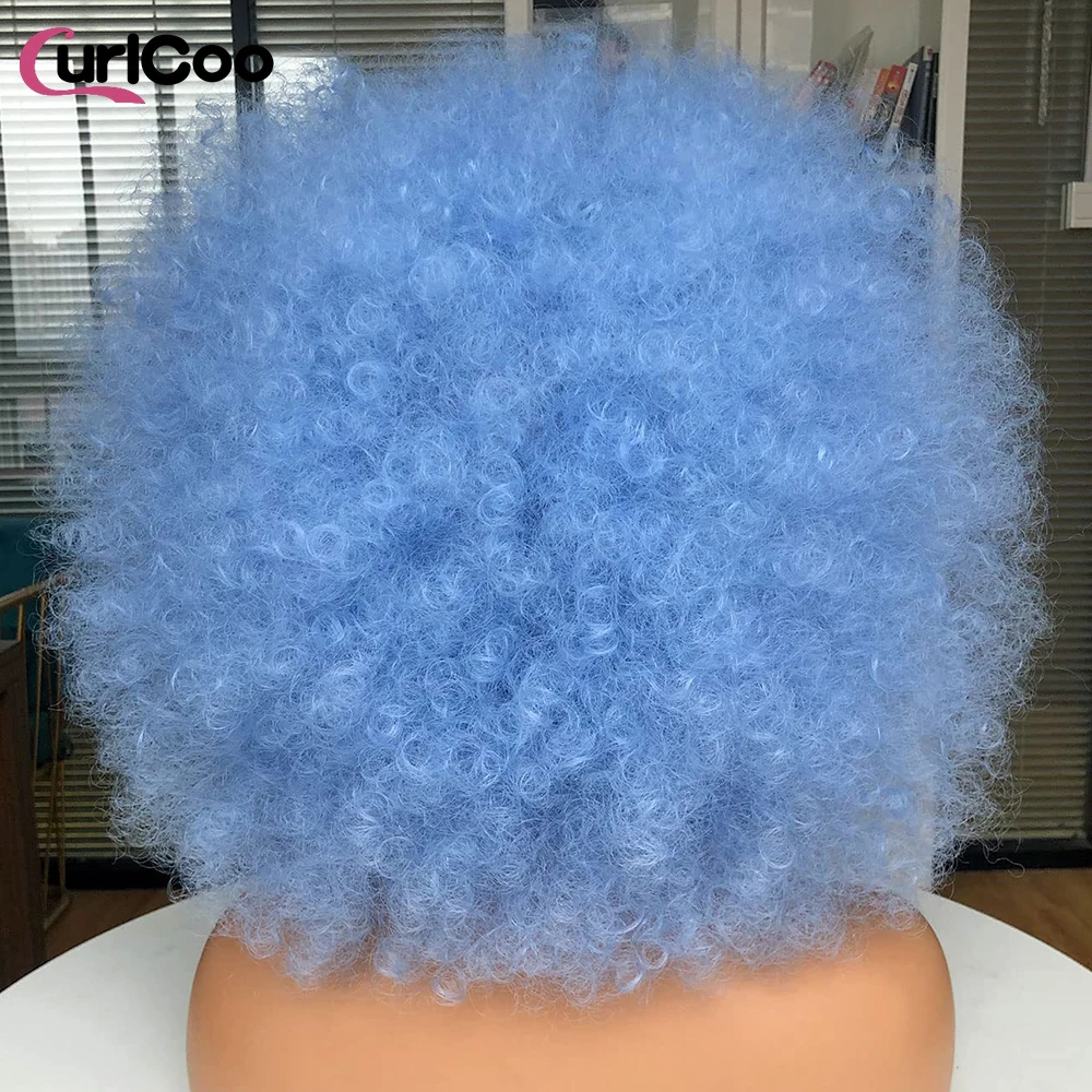 Afro Perücken für Schwarze Frauen Kurze Lockige Afro Verworrene Perücke Weiche Synthetische Natürlich Aussehende Halloween Party Weihnachten Cosplay Perücken