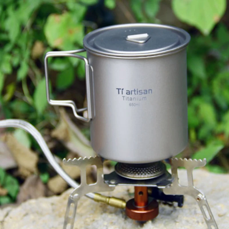 

Tiartisan Titanium Mug 650 ml Folded Handle Ultralight Outdoor Camping Tableware Water Cup Picnic Cooking Titanium Pot Ta8312