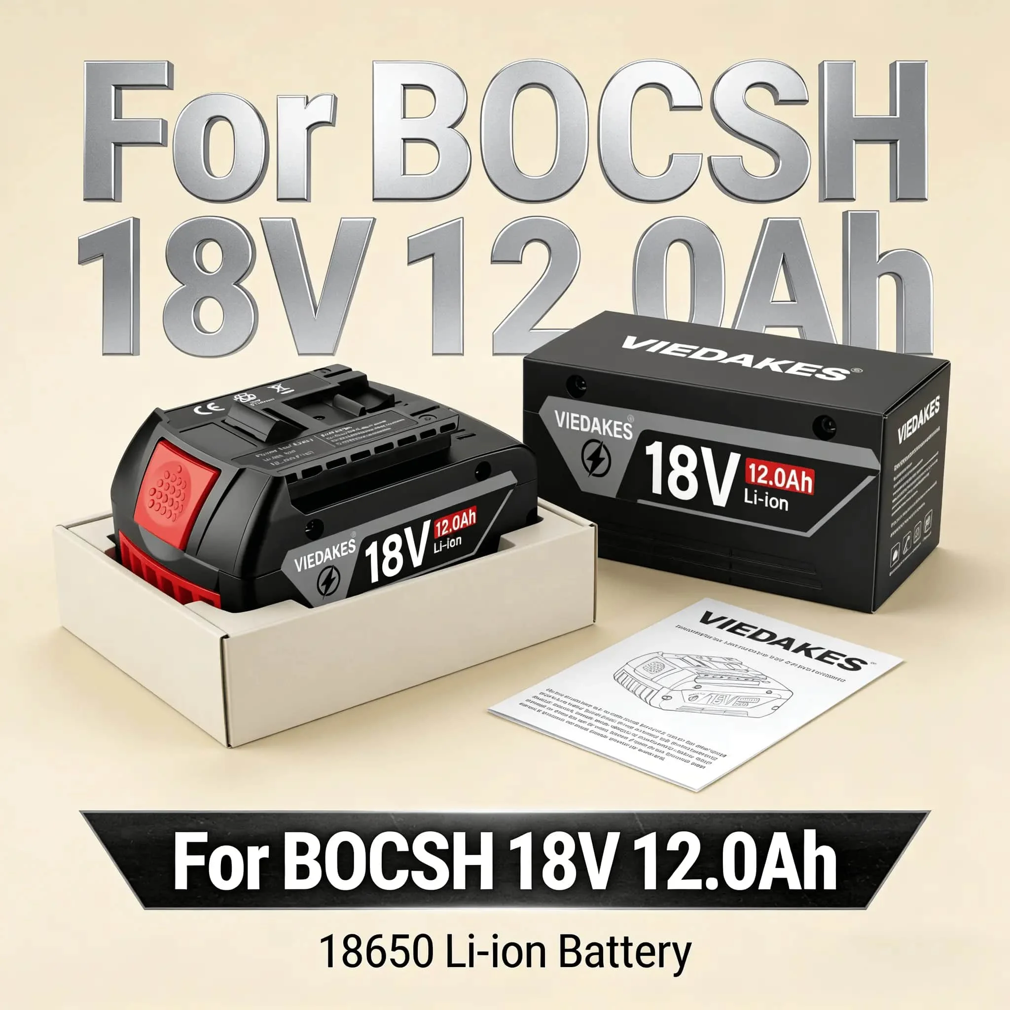 

3000+ Cycles 12.0Ah Long Life Battery for Bosch 18V power tools,GSR GDR GSB GDX GKS GWS GLL 100% sutiable for Bosch 18V battery