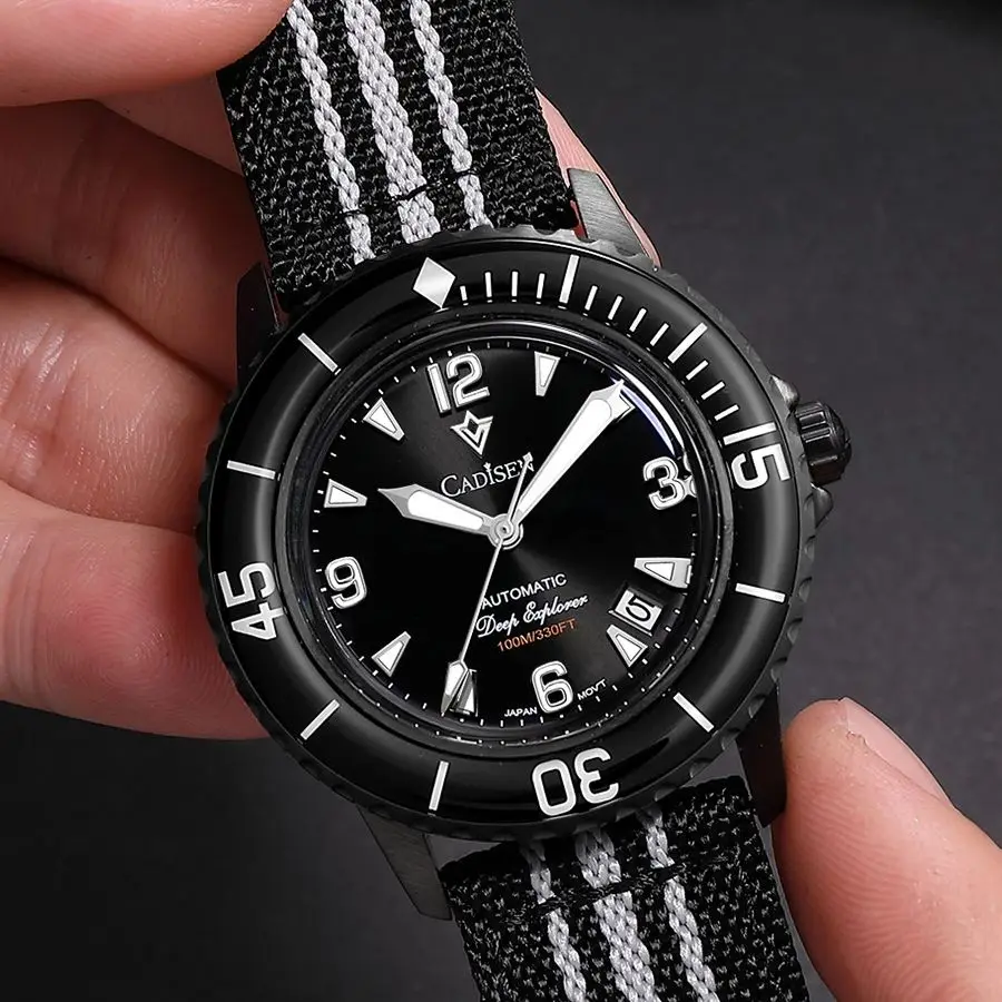 Genta Cadisen Deep Explorer Automatic Mechanical Watch Man Canvas Strap