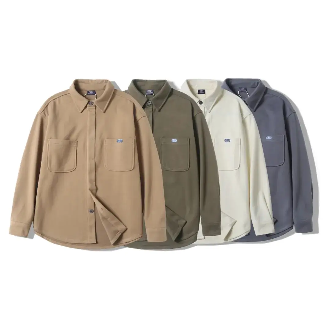 

American Retro Casual Heavyweight Woolen ket irt Jaet Loose Outerwear Thiened Men's irt Coat Autumn Season