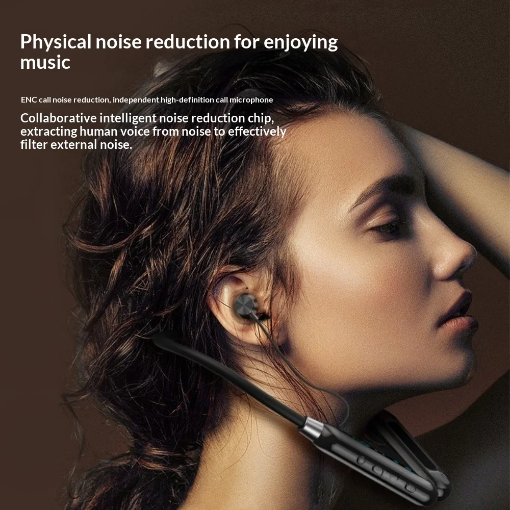 Neckband Wireless Headphones Imperceptible Wearing Comfortable Non-In-Ear HiFi Sound Ultra-Long Battery for Running Business Sle