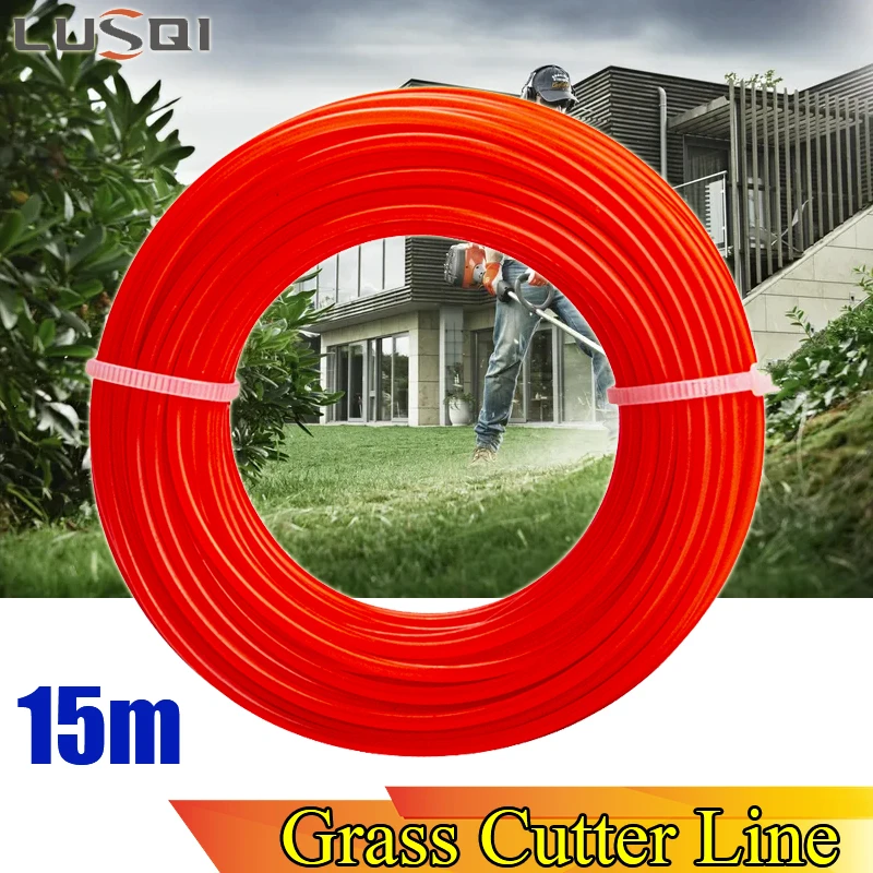 LUSQI 15m Grass Trimmer Line 100% Nylon Round Brush Cutter Rope Lawn Mower Cutter line For Grass