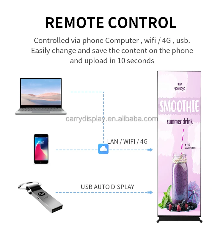 Outdoor Movable LED Digital Poster with Wheels Smart Kiosk Movable Advertising Board - view 4