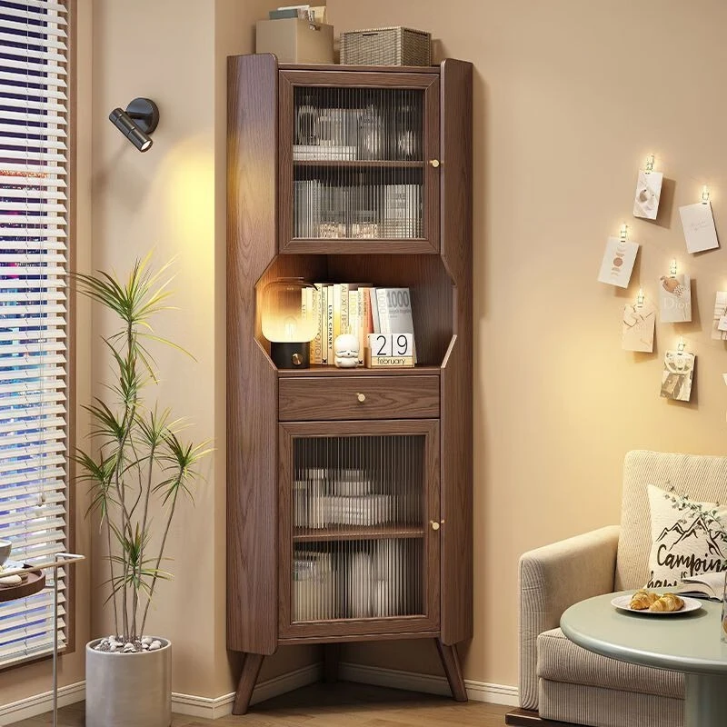 

Solid wood triangular corner cabinet, small storage cabinet in the corner of the household living room