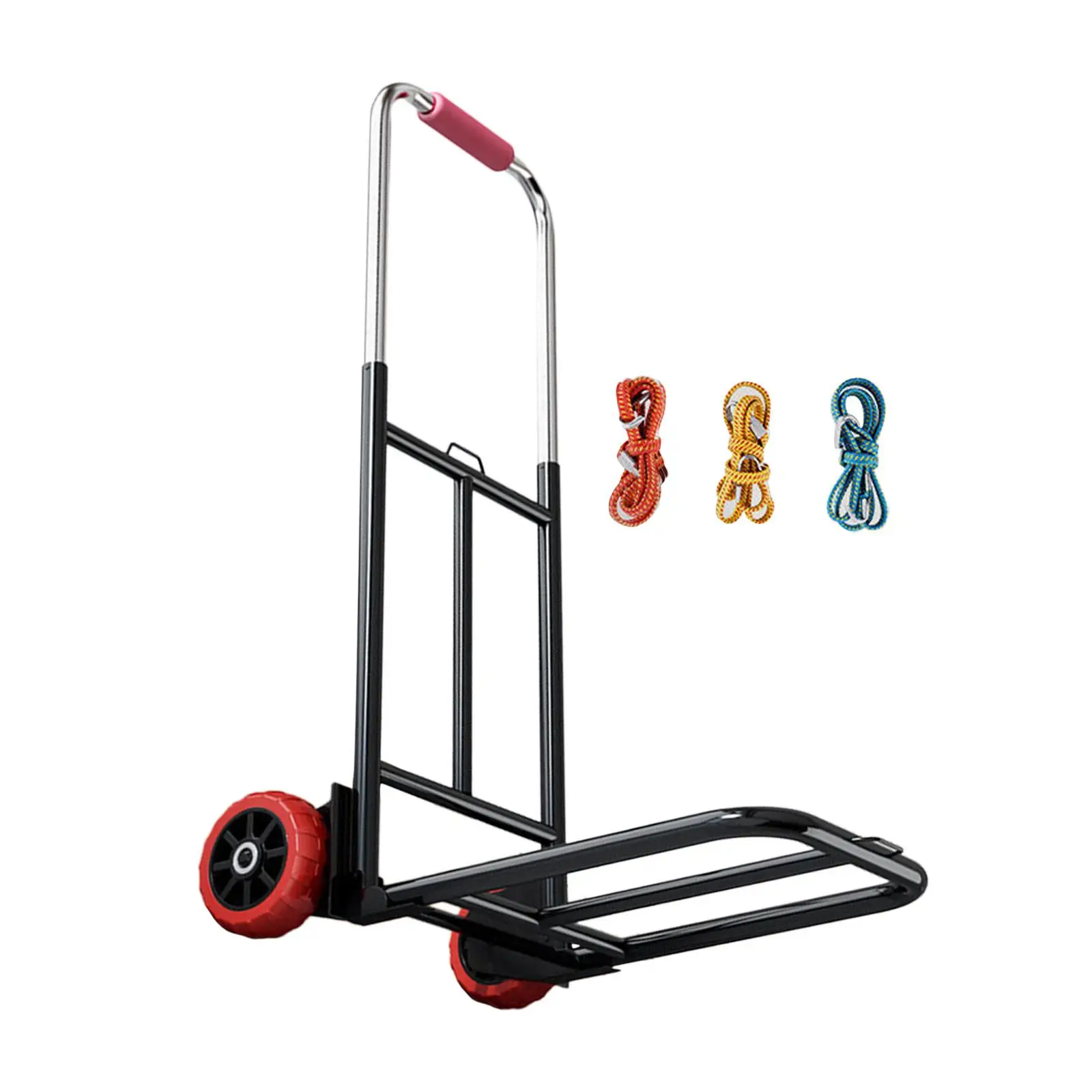 Luggage Trolley Cart Solid Construction Compact with Elastic Ropes Folding Hand