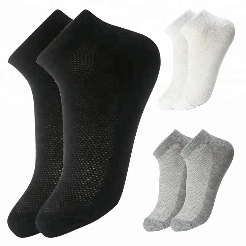 5Pairs Low Cut Men Socks Solid Black White Gray Cotton Mesh Breathable Short Sock Women Men Absorb Sweat Sports Socks Ankle Sock