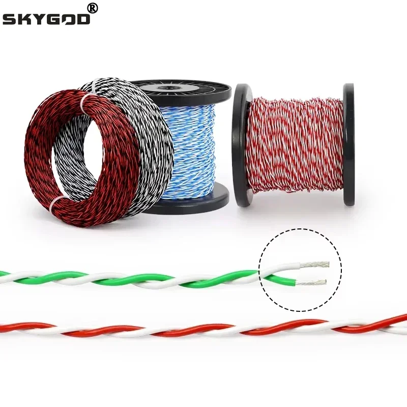 1~20m AFS200 PTFE Wire 2pins 26/25/24/22/20/18/17/15/13AWG FEP Twisted Pair Tinned Copper High Temperature Electronic Cable