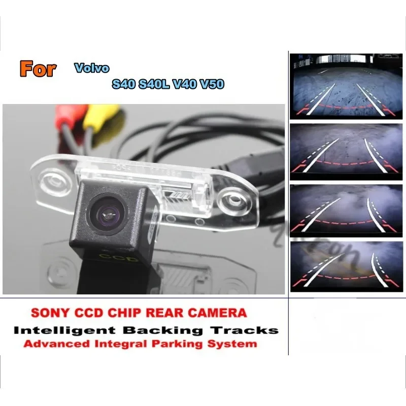 For Volvo S40 S40L V40 V50 Smart Tracks Chip Camera HD CCD Dynamic Guidance Tragectory Car Rear View Camera Intelligent Dynamic