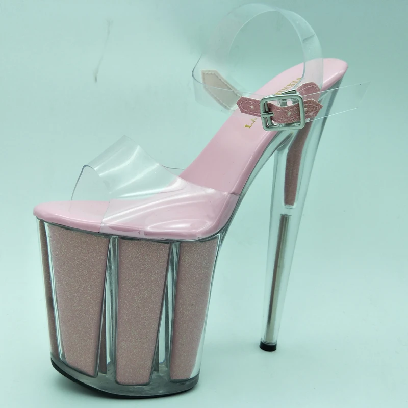 LAIJIANJINXIA New 20CM/8inches PVC Upper Fashion Sexy Exotic High Heel Platform Party Women Sandals Pole Dance Shoes E005