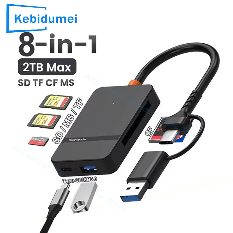 【セール中】USB C カードリーダー 多機能 8-in-1 カードリーダー サポート SD/TF/CF/MS カード読み取り 5Gbps 書き込み読み取り U ディスク フラッシュカードアダプター