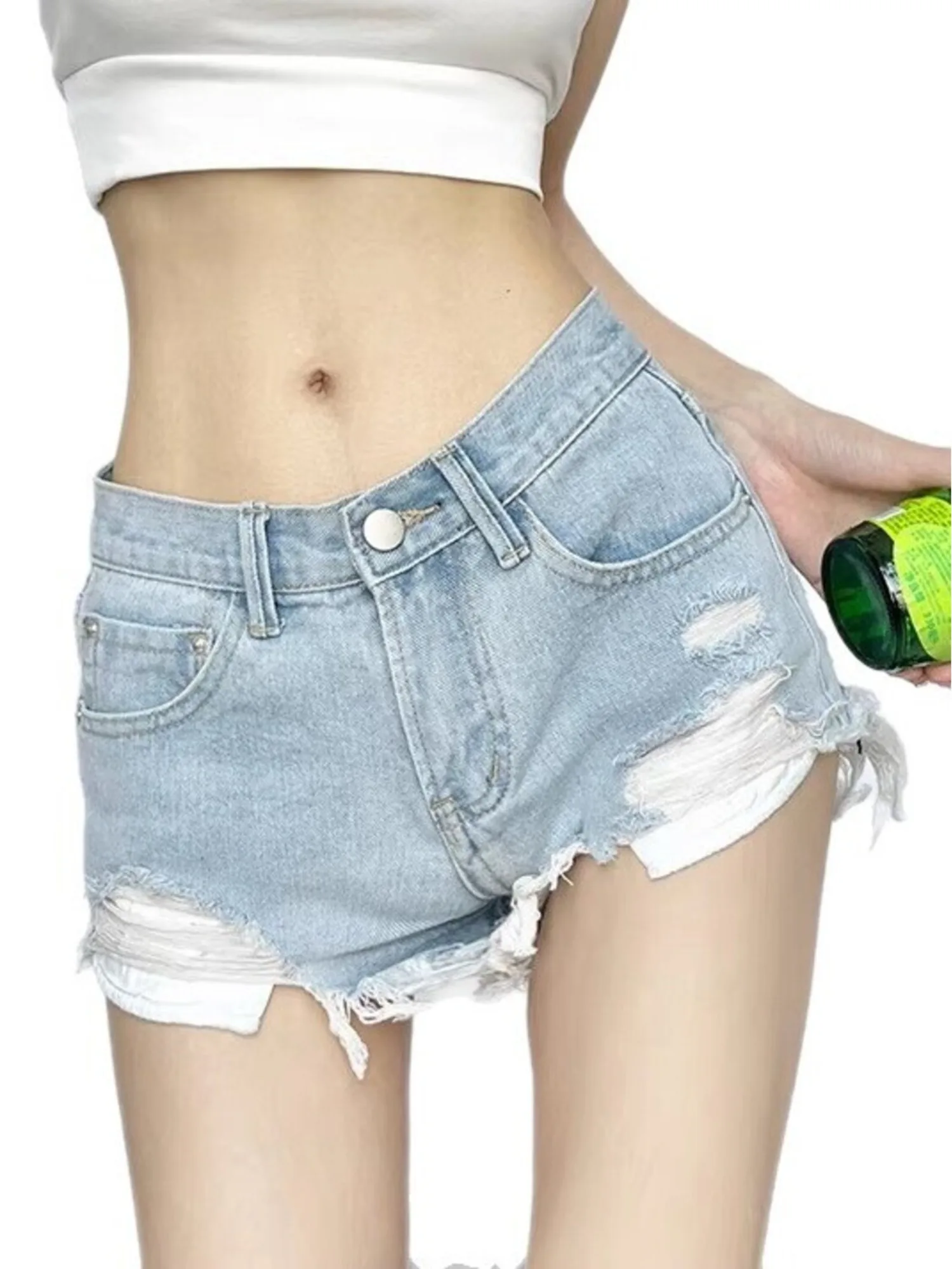 

Low Waist Ripped Denim Shorts Women Y2K Frayed Hem Baggy Jean Hot Pants Summer Sexy Streetwear 2026
