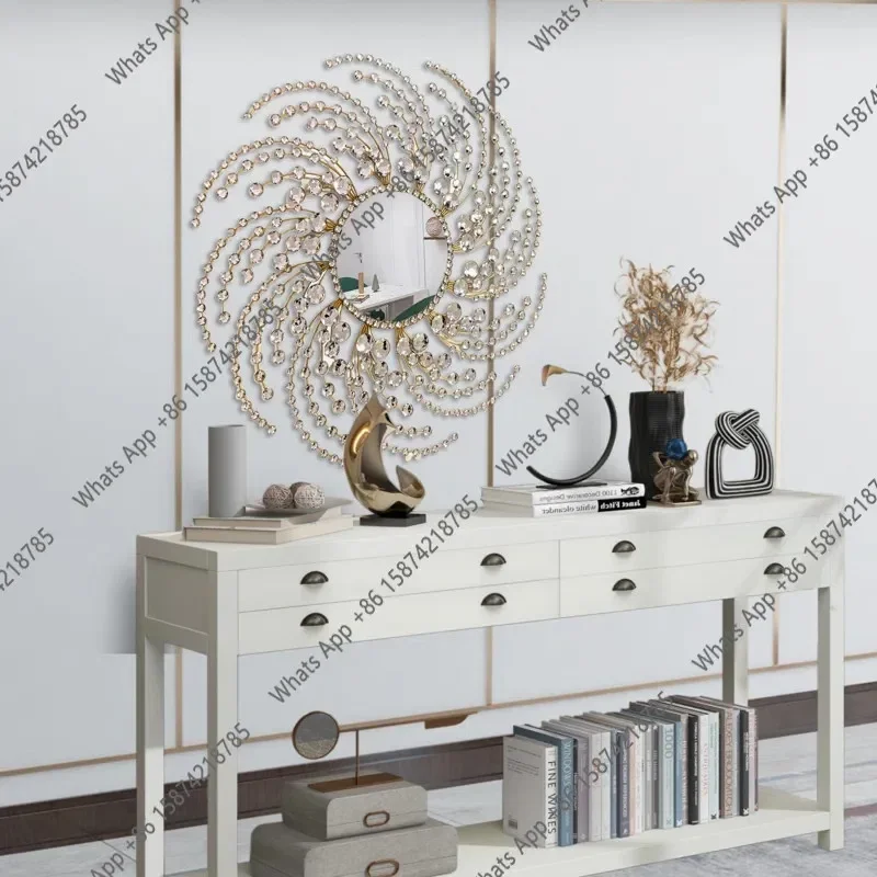 Xc N68 Wall Mounted Wall Bedroom Vintage Wall Sticker Decorative Mirror Entrance Dressing Mirror Sticker Makeup Mirror Frame