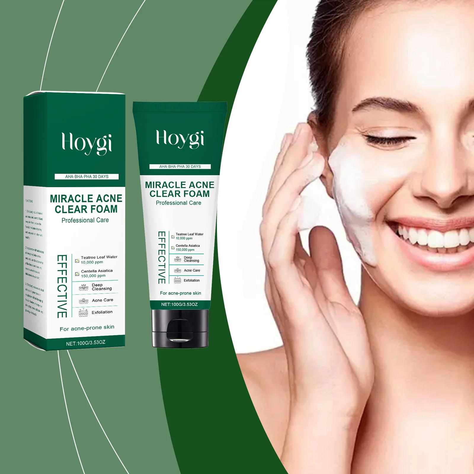 Hoygi Tea Tree Acne Cleanser Facial Cleanser Daily Oil Control Gently Cleansing Pores Skin Hydrating Acne Cleanser Shrink Pores